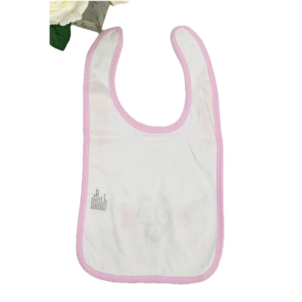 Baby Easter Bunny Hat & Bib Set Pink Rabbit Ears One Size NEW